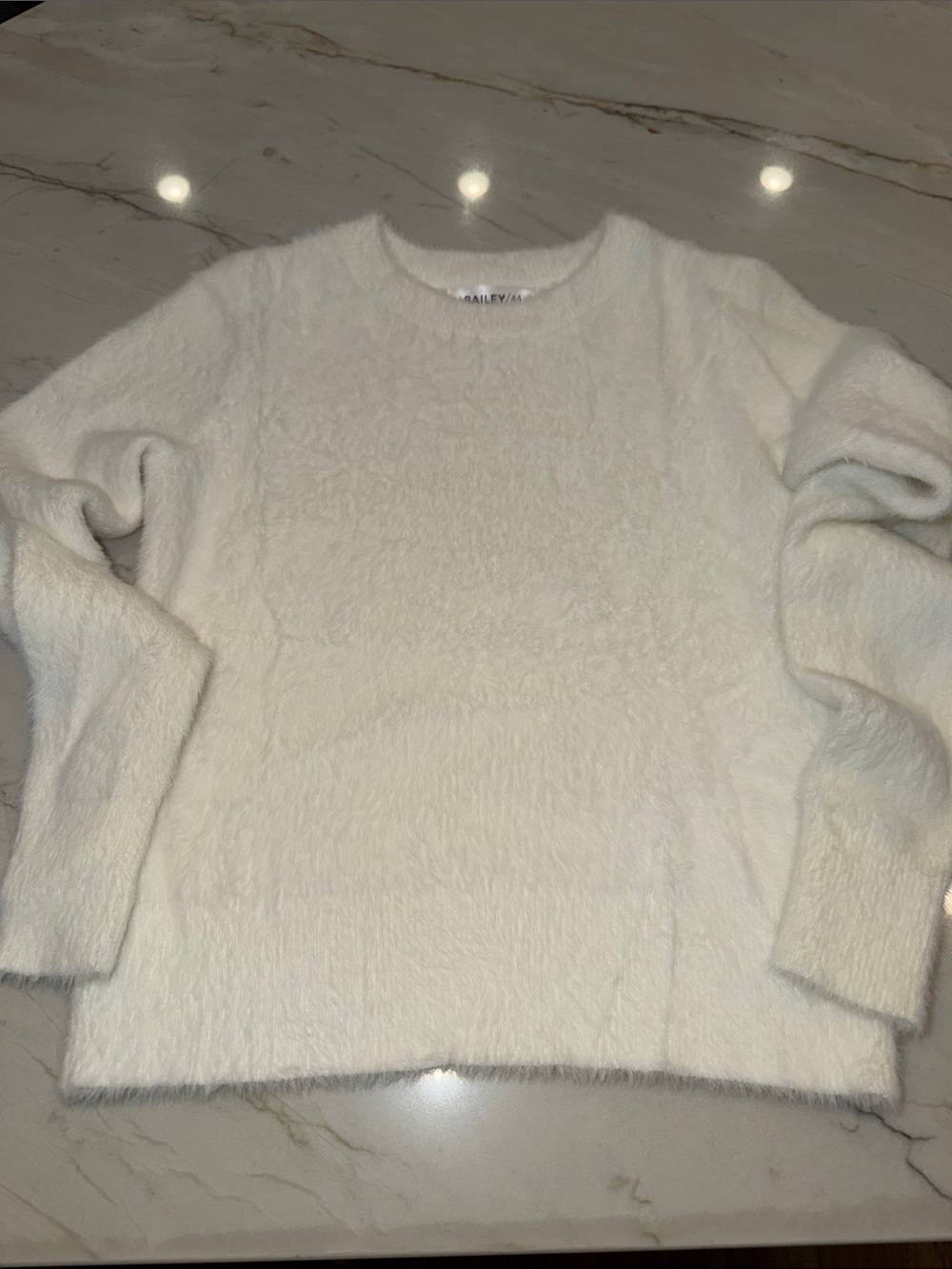 Bailey 44 White Fuzzy Crewneck Sweater